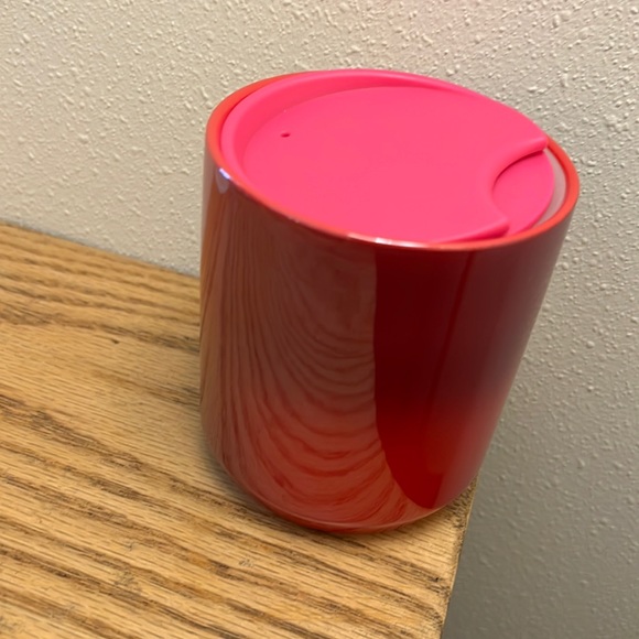 STARBUCKS RARE Pink/Red Ombré Ceramic Travel Mug - Picture 2 of 3